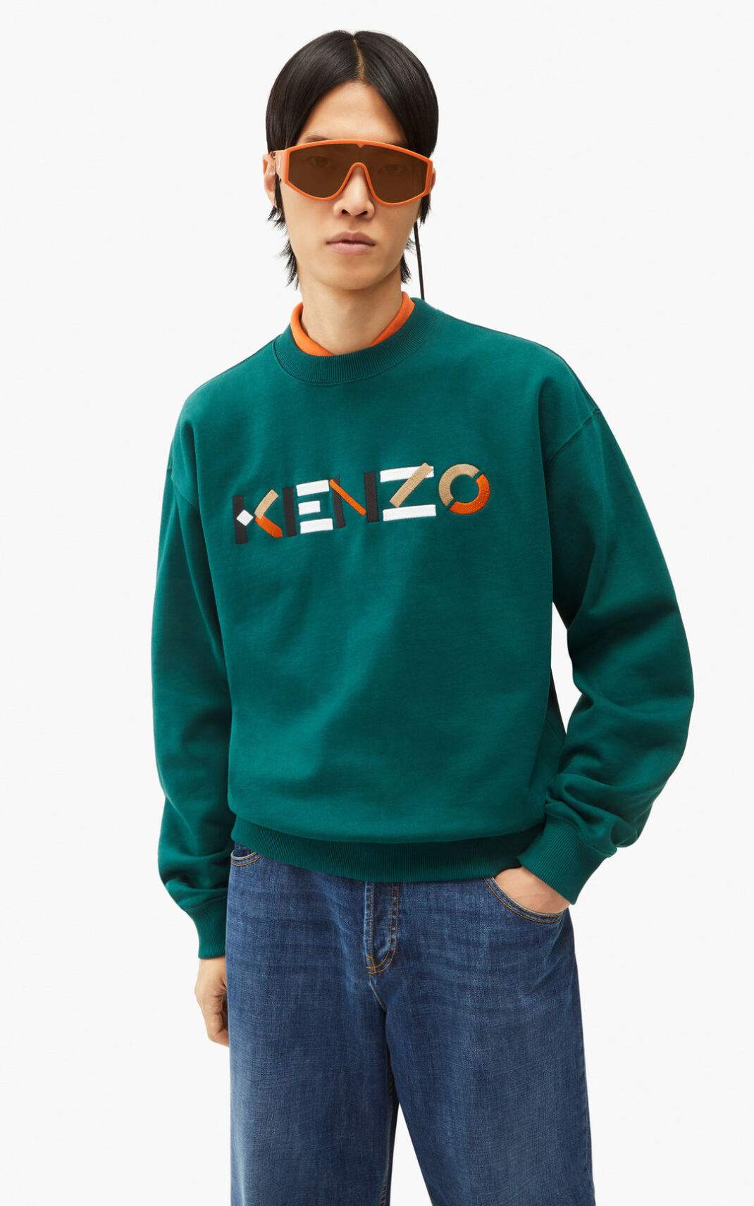 Sweat Kenzo Logo oversized multicoloured Homme Bleu | WGHC-30864